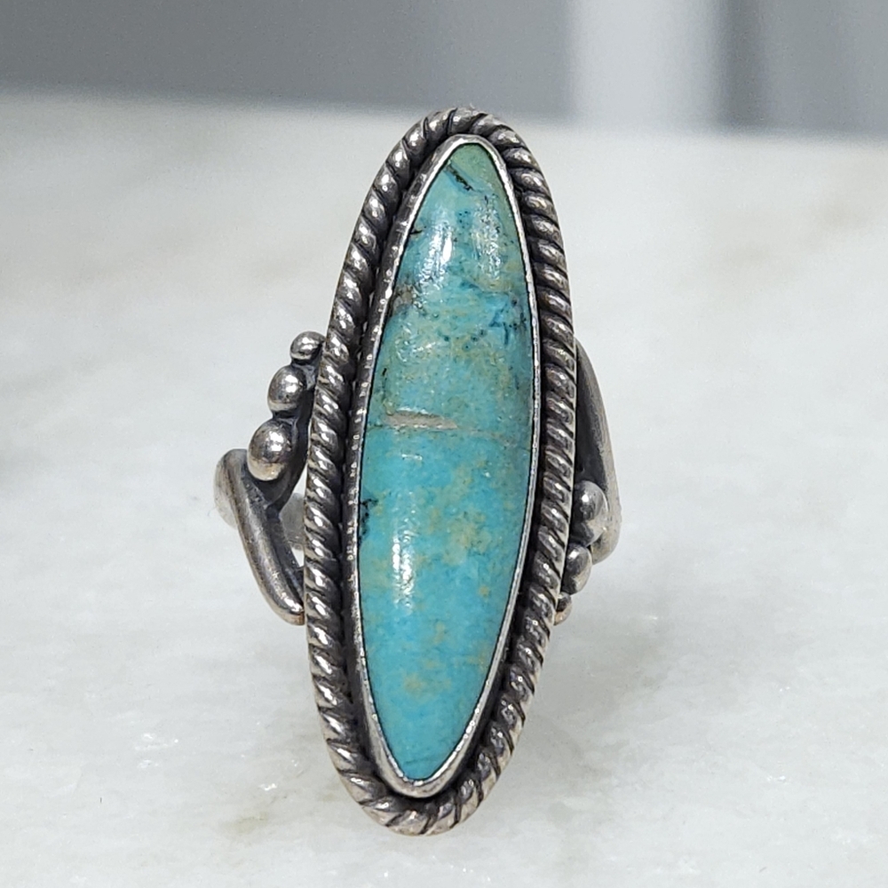 Vintage Pacific Jewelry Company Southwestern Sterling Silver & Turquoise Ring